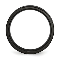 Titanium Grooved Black IP-plated 6mm Brushed and Polished Band