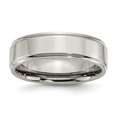 Chisel Titanium Polished 7mm Ridged Edge Band