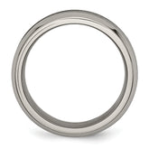 Chisel Titanium Polished with Black Ceramic Center 8mm Beveled Band