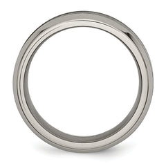 Chisel Titanium Polished with Black Ceramic Center 8mm Beveled Band