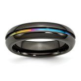 Titanium Black Ti Polished Rainbow Anodized 6mm Band