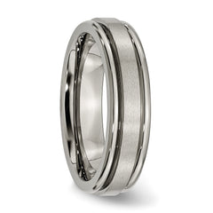 Chisel Titanium Satin and Polished 6mm Grooved Edge Band