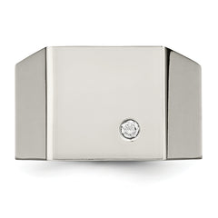 Chisel Titanium Polished CZ Signet Ring