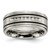 Chisel Titanium Brushed Polished and Enameled 1/4 Carat Diamond 9mm Band
