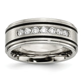Chisel Titanium Brushed Polished and Enameled 1/2 Carat Diamond 9mm Band