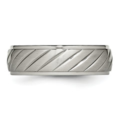 Chisel Titanium Brushed and Polished 7mm Grooved Band