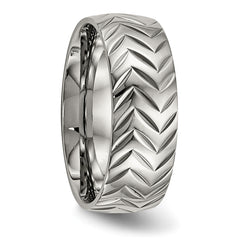 Chisel Titanium Polished Diamond Cut 8mm Band