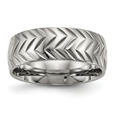 Chisel Titanium Polished Diamond Cut 8mm Band