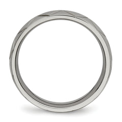 Titanium Polished Diamond Cut 6mm Band