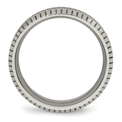 Titanium Polished Grooved and Textured 7mm Band