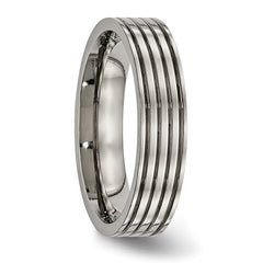Titanium Polished 5mm Grooved Comfort Fit Band