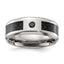 Chisel Titanium Polished with Black Carbon Fiber Inlay and CZ 8mm Band