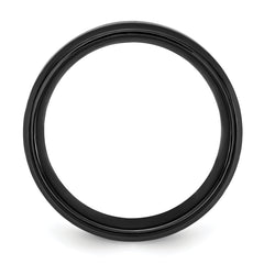 Chisel Black Titanium Polished with Black and Blue Carbon Fiber Inlay 8mm Band