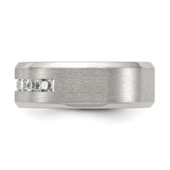 Chisel Titanium Brushed and Polished with CZ 8mm Band