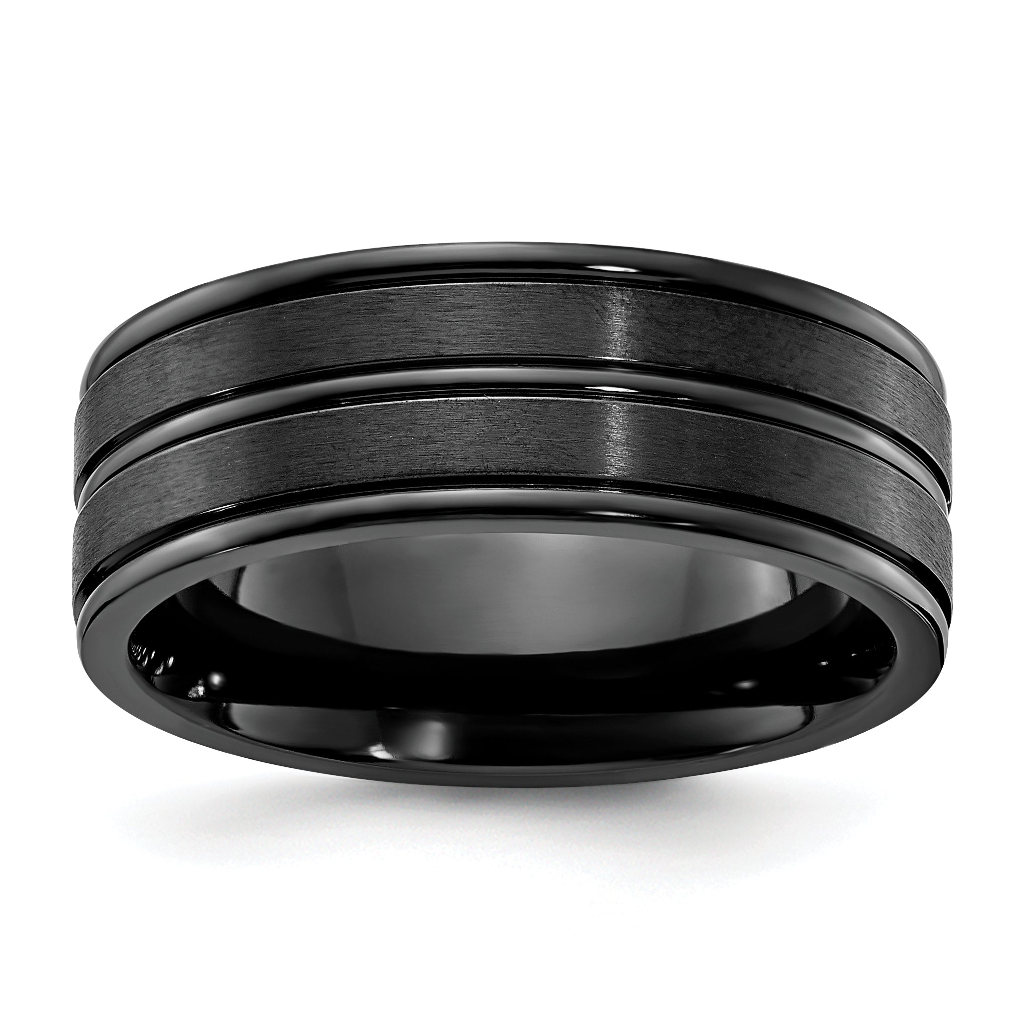 Chisel Titanium Black IP-plated Brushed and Polished 8mm Band