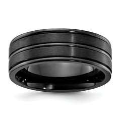 Chisel Titanium Black IP-plated Brushed and Polished 8mm Band