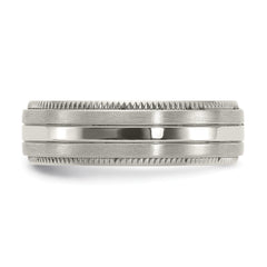 Chisel Titanium Brushed and Polished Textured Edge 7mm Band