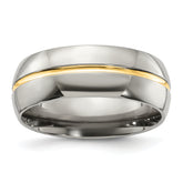 Chisel Titanium Yellow IP-plated Grooved 8mm Polished Band