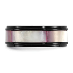 Chisel Titanium Black IP-plated Pink Mother of Pearl Inlay 8mm Band