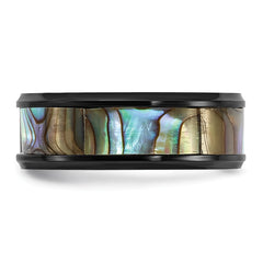 Chisel Titanium Black IP-plated Mother of Pearl Inlay 8mm Band