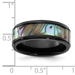 Chisel Titanium Black IP-plated Mother of Pearl Inlay 8mm Band