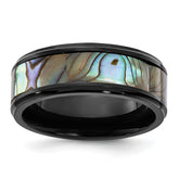 Chisel Titanium Black IP-plated Mother of Pearl Inlay 8mm Band