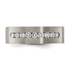 Chisel Titanium Brushed with CZ Flat 7.00mm Band