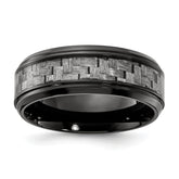 Chisel Black Titanium Polished with Grey Carbon Fiber Inlay 8.00mm Band