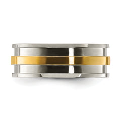 Chisel Titanium Polished with Yellow IP-plated Center 8.00mm Band
