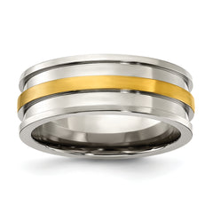 Chisel Titanium Polished with Yellow IP-plated Center 8.00mm Band