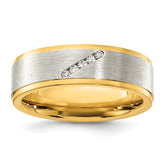 Chisel Titanium Polished Yellow IP-plated with CZ Brushed Center 8.00mm Band