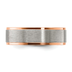 Chisel Titanium Brushed and Polished Rose IP-plated 7mm Band
