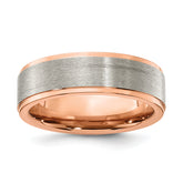 Chisel Titanium Brushed and Polished Rose IP-plated 7mm Band
