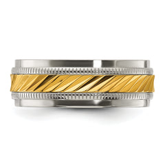Chisel Titanium Polished with Yellow IP-plated Center 8.00mm Band