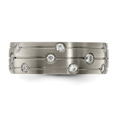 Chisel Titanium Brushed with CZ 8.00mm Band