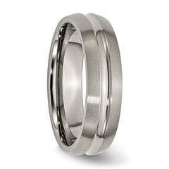 Chisel Titanium Brushed and Polished 6mm Grooved Band