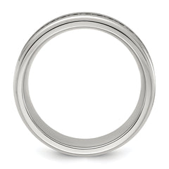 Chisel Titanium Polished with Brushed Center and CZ 7mm Band