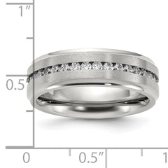 Chisel Titanium Polished with Brushed Center and CZ 7mm Band