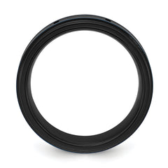 Chisel Titanium Brushed and Polished Black and Blue IP-plated 8mm Band