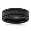 Chisel Notched Wedding Band in Black IP-Plated Titanium with Dual Grooved Edges, 8mm, Size 7–14 - Sophia Jewelers