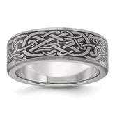 Chisel Titanium Brushed Laser Design 8mm Band