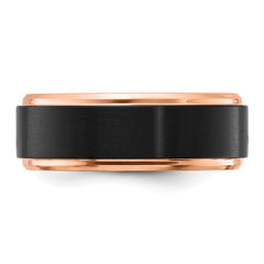 Chisel Titanium with Brushed Center Black and Rose IP-plated 8mm Band