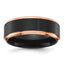 Chisel Titanium with Brushed Center Black and Rose IP-plated 8mm Band