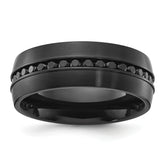 Chisel Titanium Brushed Black IP-plated with Black CZ 8mm Band