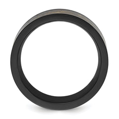 Chisel Titanium Polished Black IP-plated with Black and Gold Foil Inlay 8mm Band
