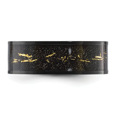 Chisel Titanium Polished Black IP-plated with Black and Gold Foil Inlay 8mm Band