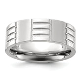 Chisel Titanium Brushed and Polished Grooved 8mm Band