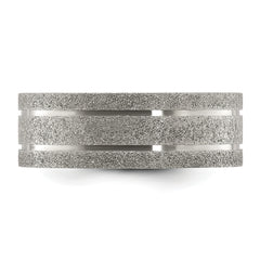 Chisel Titanium Polished Laser-cut Grooved 8mm Band