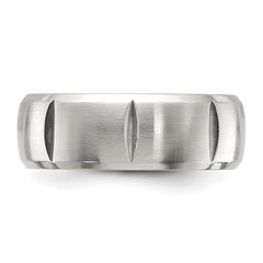 Chisel Titanium Brushed and Polished Grooved 8mm Band