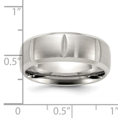 Chisel Titanium Brushed and Polished Grooved 8mm Band